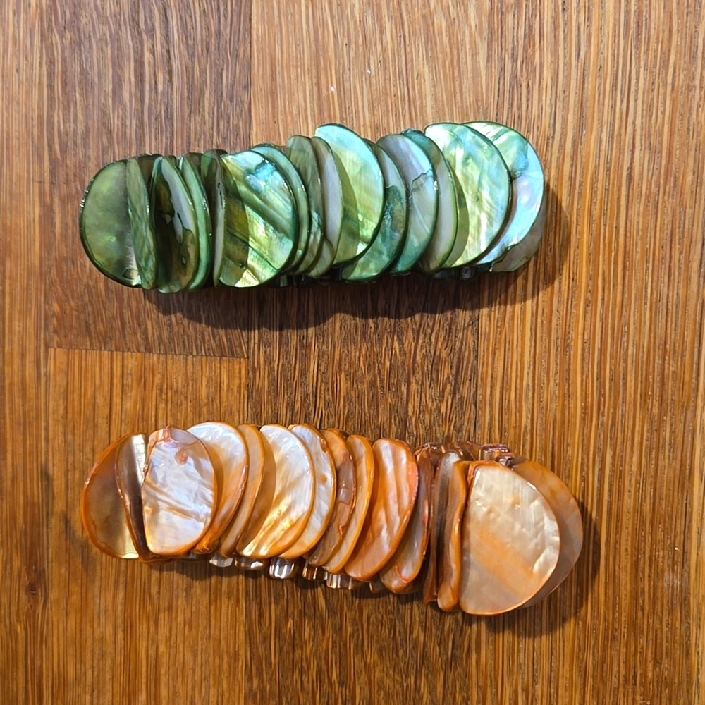 Acrylic Shell Bracelet Set - Orange and Green